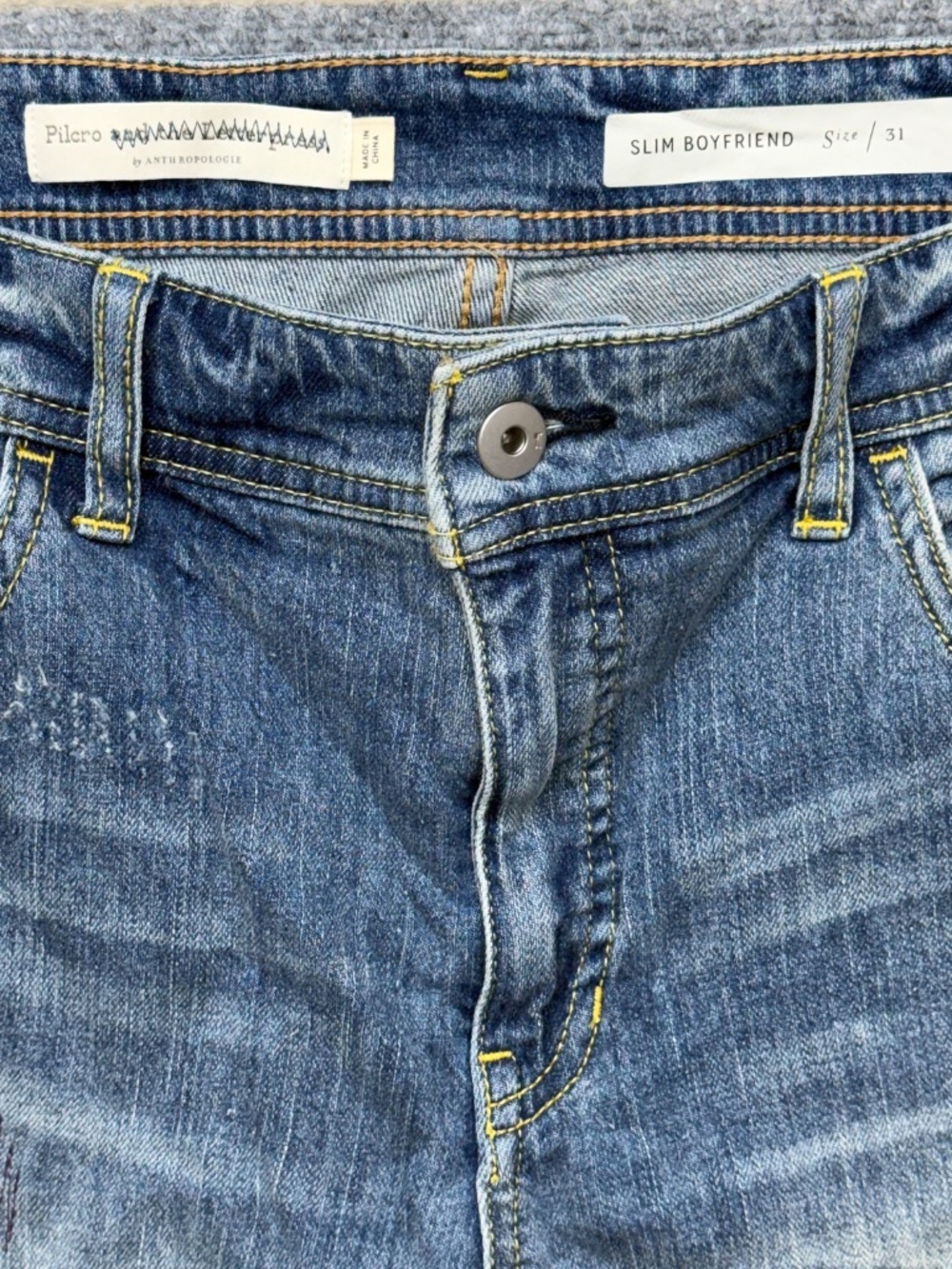 Pilcro Women’s Jeans Distressed Leopard Patchwork Slim Boyfriend Crop 31x30 - Picture 5 of 9